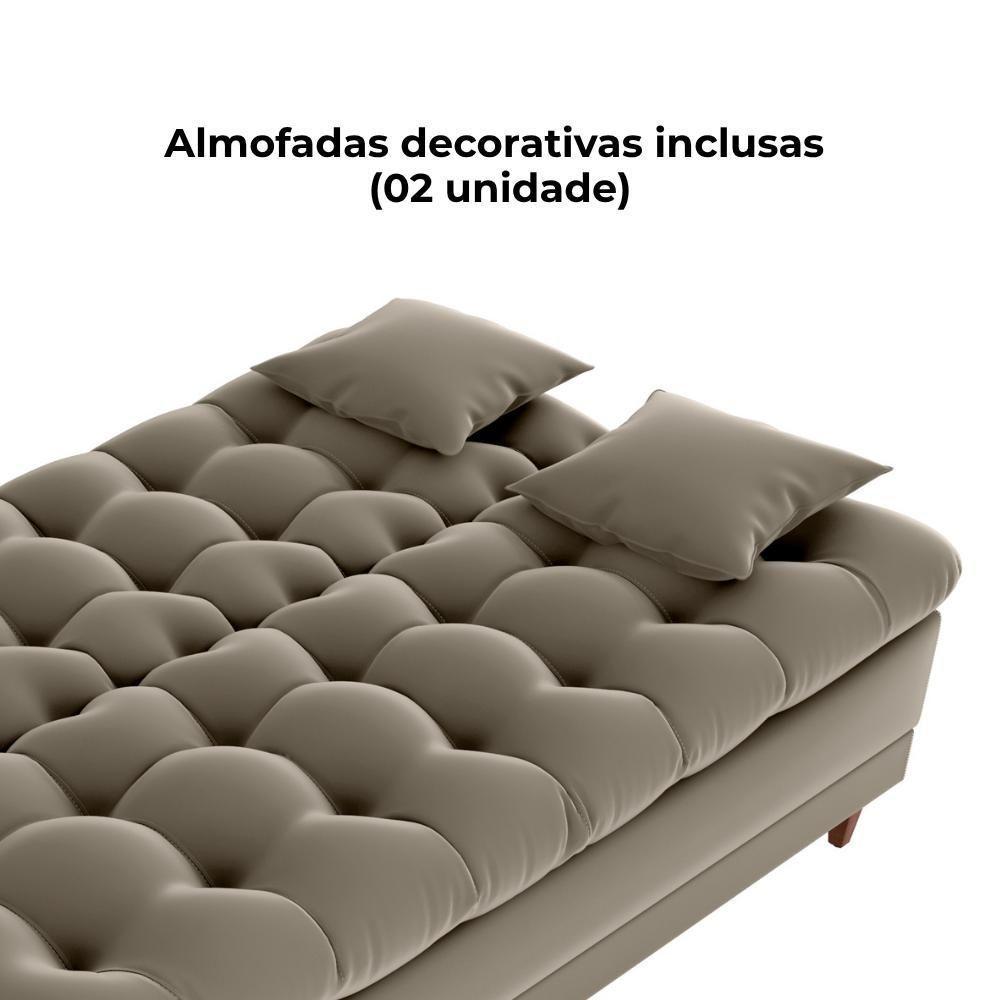Sofa Cama 2 Lugares 185 Cm Duda Veludo E434 Milani Store Marrom Claro - 6