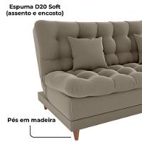 Sofa Cama 2 Lugares 185 Cm Duda Veludo E434 Milani Store Marrom Claro - 5