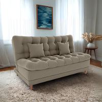 Sofa Cama 2 Lugares 185 Cm Duda Veludo E434 Milani Store Marrom Claro - 8