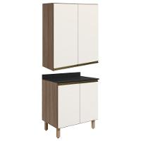 Armario Aereo Balcao 2 Portas 60cm Mdf Kali Nicioli Carvalho Toq Off White Cetim - 1