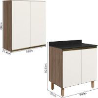 Armario Aereo Balcao 2 Portas 60cm Mdf Kali Nicioli Carvalho Toq Off White Cetim - 2