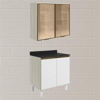 Armario Aereo Vidro Balcao 2p 80cm Mdf Kali Nicioli Bianco Toq Branco Uv - 2