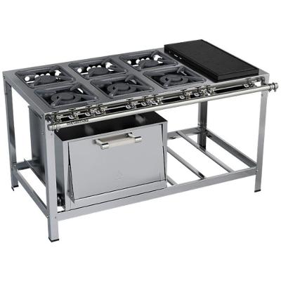 Fogão Industrial Stori Premium 6 Bocas 30x30 Forno Com Chapa M23 Aço Inox 430 Metalmaq Fogão Baixa Pressão