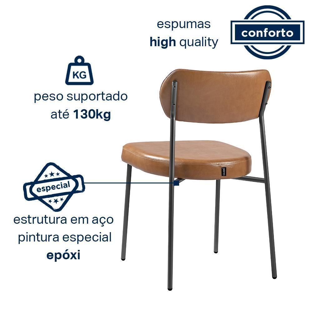 Conjunto 2 Cadeiras Lavínia Couríssimo Amarula-aço Preto Salaone Couríssimo Amarula-aço Preto - 5