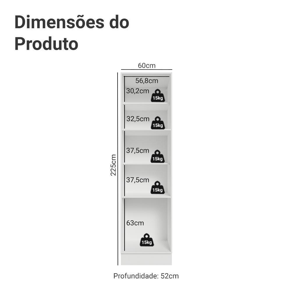 Paneleiro 60 Cm 3 Portas Vik Madesa Branco/cinza - 8