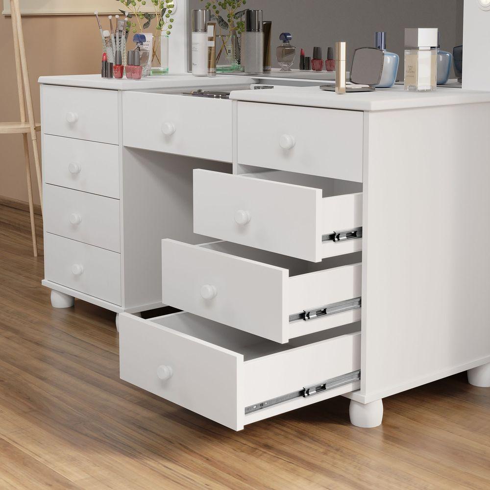 Penteadeira Camarim 9 Gav Mila New C-led + Banqueta - Branca - 5