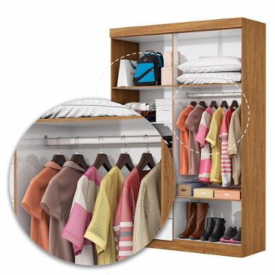 Guarda Roupa Casal Lu 4 Portas 2 Gavetas Cinamomo Branco MDP Carioca Móveis