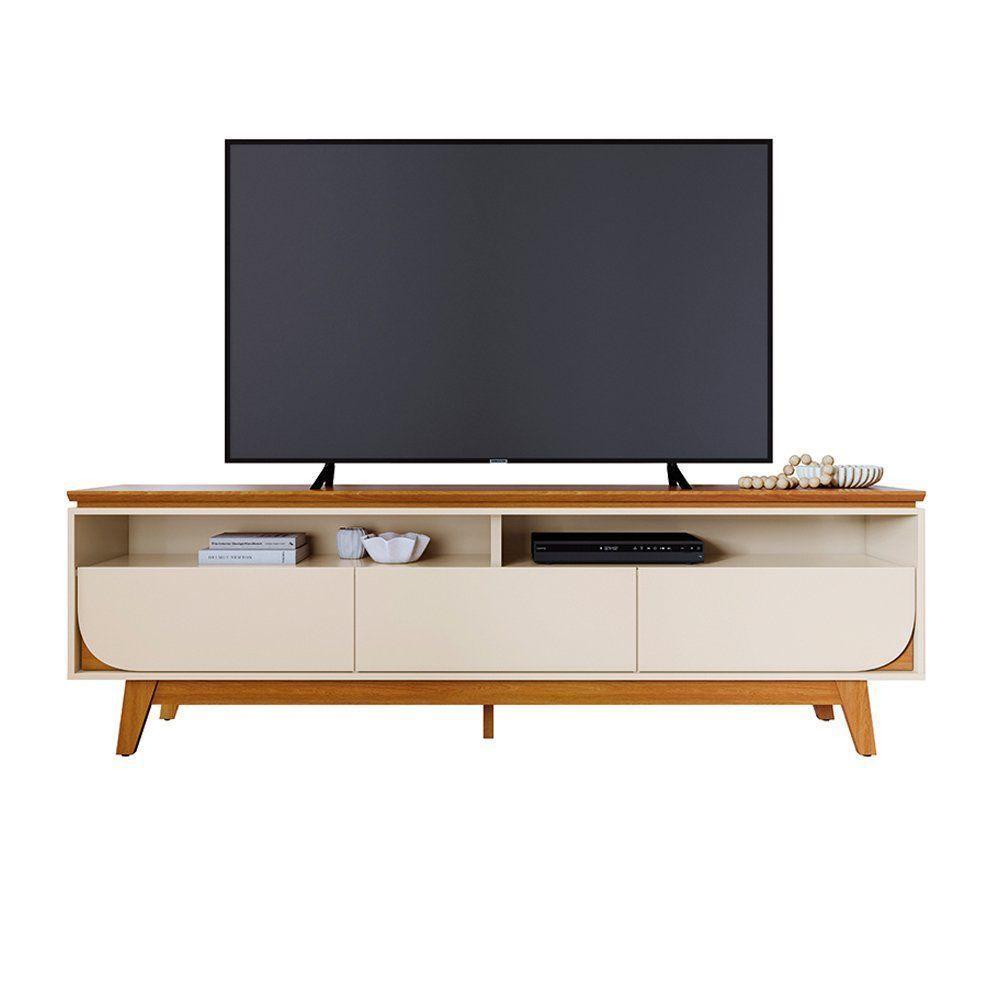 Aparador Bancada Para Sala Selene - 7 Decor Cinamomo E Off White - 1