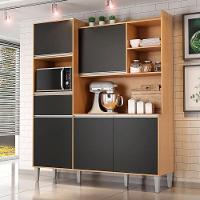Armário Para Cozinha Kit Isabel Amêndoa Preto - Ajl - 5
