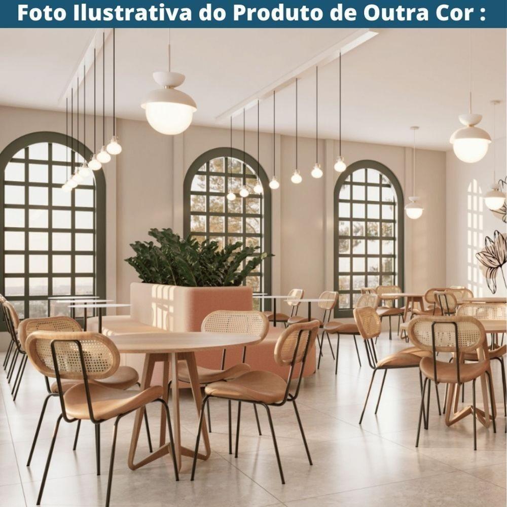 Kit 4 Cadeiras Toscana Fratini Estrutura Aço Preto Encosto Madeira Tela Rattan Assento Tecido Cinza - 6