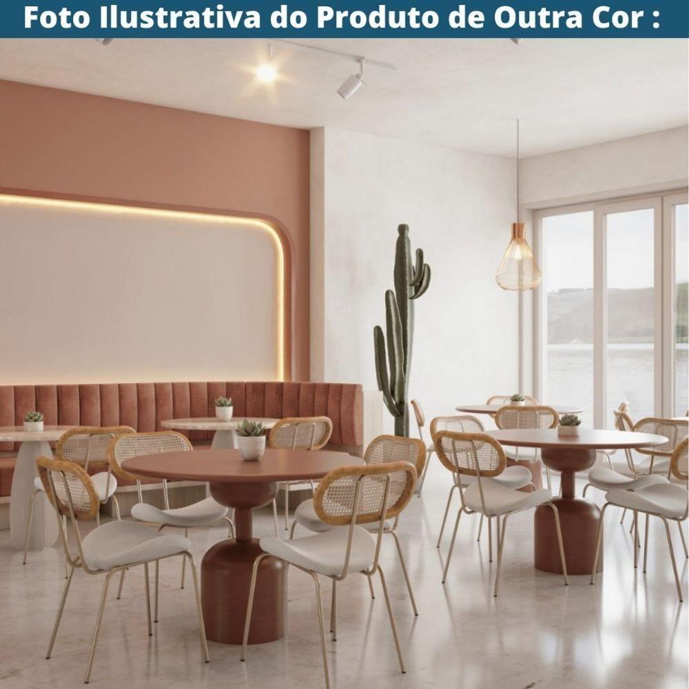 Kit 4 Cadeiras Toscana Fratini Estrutura Aço Preto Encosto Madeira Tela Rattan Assento Tecido Cinza - 9