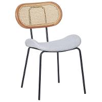 Kit 4 Cadeiras Toscana Fratini Estrutura Aço Preto Encosto Madeira Tela Rattan Assento Tecido Cinza - 2