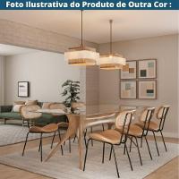 Kit 4 Cadeiras Toscana Fratini Estrutura Aço Preto Encosto Madeira Tela Rattan Assento Tecido Cinza - 7