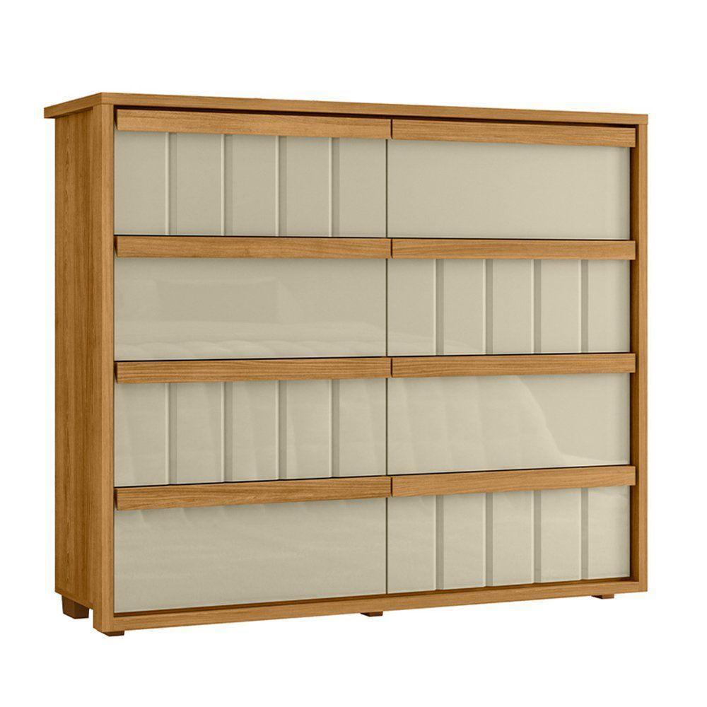Cômoda Tarsila 100% Mdf Ripado 8 Gavetas - 7 Decor Cumaru E Opala - 1