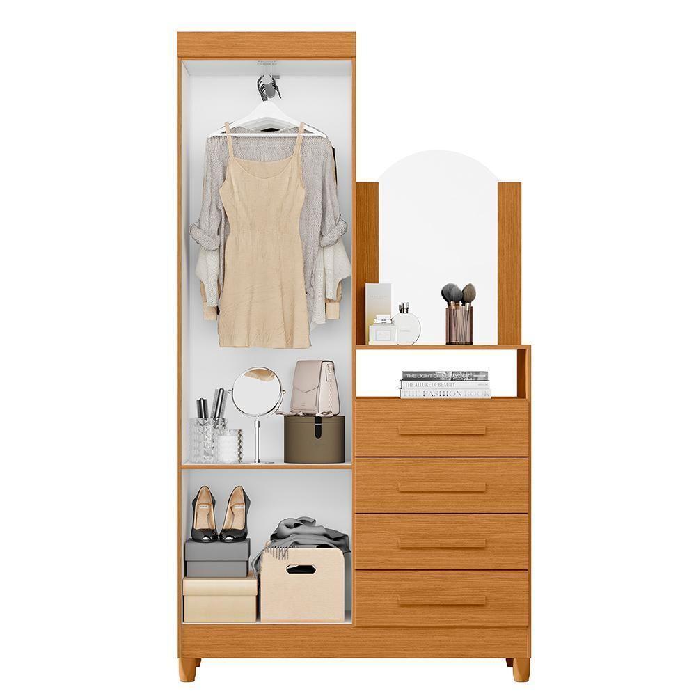 Cômoda New Capri 2 Portas E 4 Gavetas Cinamomo Com Espelho - Móveis Albatroz Cinamomo - 3