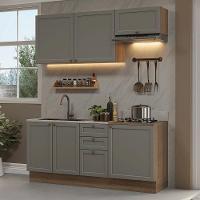 Armário De Cozinha Compacta 180 Cm Rustic/cinza Vik Madesa 01 Rustic/cinza - 1