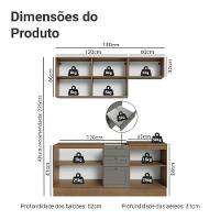 Armário De Cozinha Compacta 180 Cm Rustic/cinza Vik Madesa 01 Rustic/cinza - 3