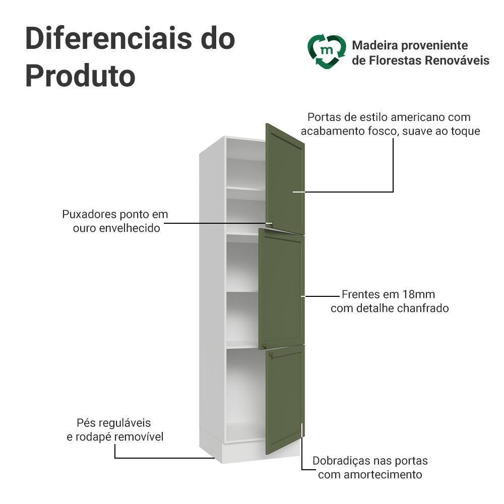 Paneleiro 60 Cm 3 Portas Vik Madesa Branco/verde - 4