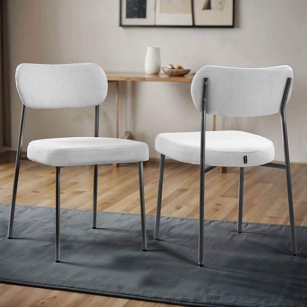 Conjunto 2 Cadeiras Lavínia Bouclê Cinza/aço Preto - Salaone Bouclê Cinza/aço Preto - 2