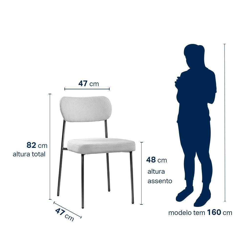 Conjunto 2 Cadeiras Lavínia Bouclê Cinza/aço Preto - Salaone Bouclê Cinza/aço Preto - 6