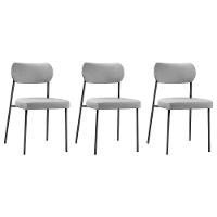 Conjunto 3 Cadeiras Lavínia Linho Cinza/aço Preto - Salaone Linho Cinza/aço Preto - 1