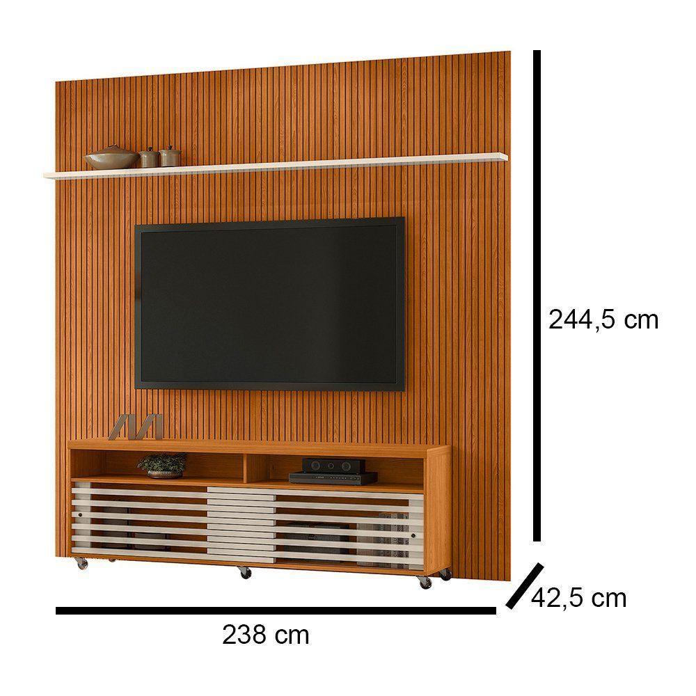 Combo Painel De Tv 60 Polegadas + Rack Frizz New Prestige - 7 Decor Cinamomo E Off White - 3