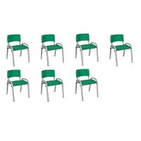 Kit 7 Cadeiras Infantil Iso, Escola, Base Cinza- Verde Escuro - 1