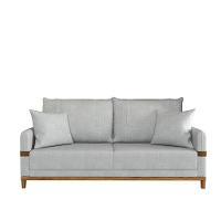 Sofá 3 Lugares 2m Living Com Almofadas Pés Madeira Linho Kazu Bex's Cinza - 1