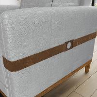 Sofá 3 Lugares 2m Living Com Almofadas Pés Madeira Linho Kazu Bex's Cinza