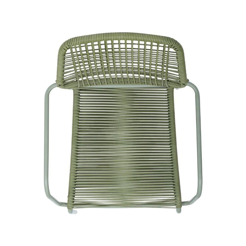 Kit 4 Cadeiras Com Braços Empilhável Copacabana Fratini Aço Carbono Verde Trama Corda Náutica Verde - 6