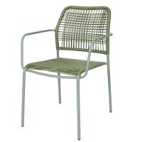 Kit 4 Cadeiras Com Braços Empilhável Copacabana Fratini Aço Carbono Verde Trama Corda Náutica Verde - 2