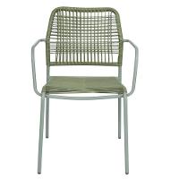 Kit 4 Cadeiras Com Braços Empilhável Copacabana Fratini Aço Carbono Verde Trama Corda Náutica Verde - 3