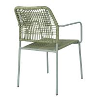 Kit 4 Cadeiras Com Braços Empilhável Copacabana Fratini Aço Carbono Verde Trama Corda Náutica Verde