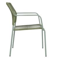 Kit 4 Cadeiras Com Braços Empilhável Copacabana Fratini Aço Carbono Verde Trama Corda Náutica Verde - 5