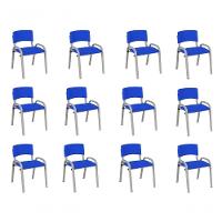Kit 12 Cadeiras Infantil Iso, Escola, Base Cinza Azul - 1