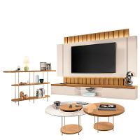 Home Suspenso Illusion 2.2 Cinamomo Off White E Aparador Infinity E Kit Mesa De Centro Sky Cinamomo- Hb Móveis - 1