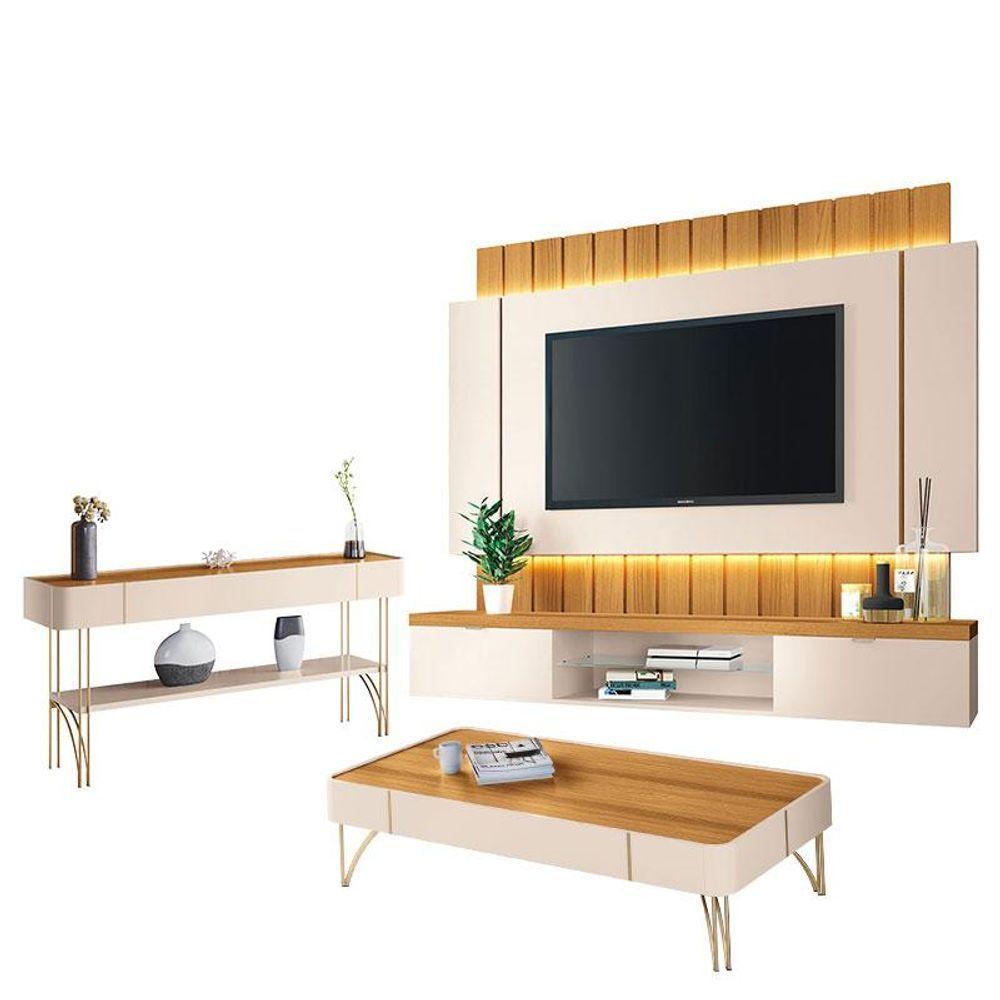 Home Suspenso Illusion 1.8 E Aparador Vivant E Mesa De Centro Cadenza Cinamomo Off White - Hb Móveis - 1