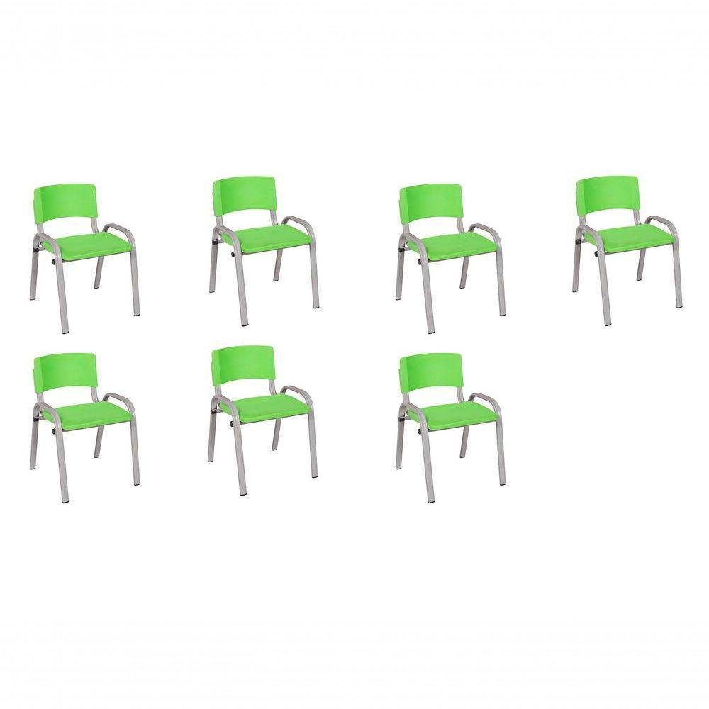 Kit 7 Cadeiras Infantil Iso, Escola, Base Cinza- Verde Claro - 1