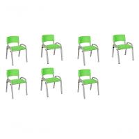 Kit 7 Cadeiras Infantil Iso, Escola, Base Cinza- Verde Claro - 1