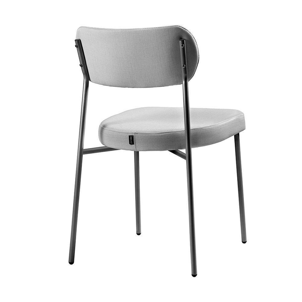 Conjunto 2 Cadeiras Lavínia Linho Cinza/aço Preto - Salaone Linho Cinza/aço Preto - 3
