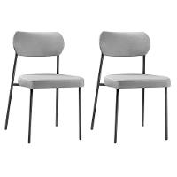 Conjunto 2 Cadeiras Lavínia Linho Cinza/aço Preto - Salaone Linho Cinza/aço Preto - 1