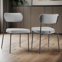 Conjunto 2 Cadeiras Lavínia Linho Cinza/aço Preto - Salaone Linho Cinza/aço Preto - 2