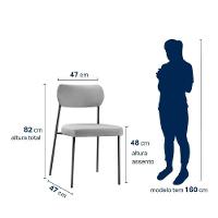 Conjunto 2 Cadeiras Lavínia Linho Cinza/aço Preto - Salaone Linho Cinza/aço Preto - 6