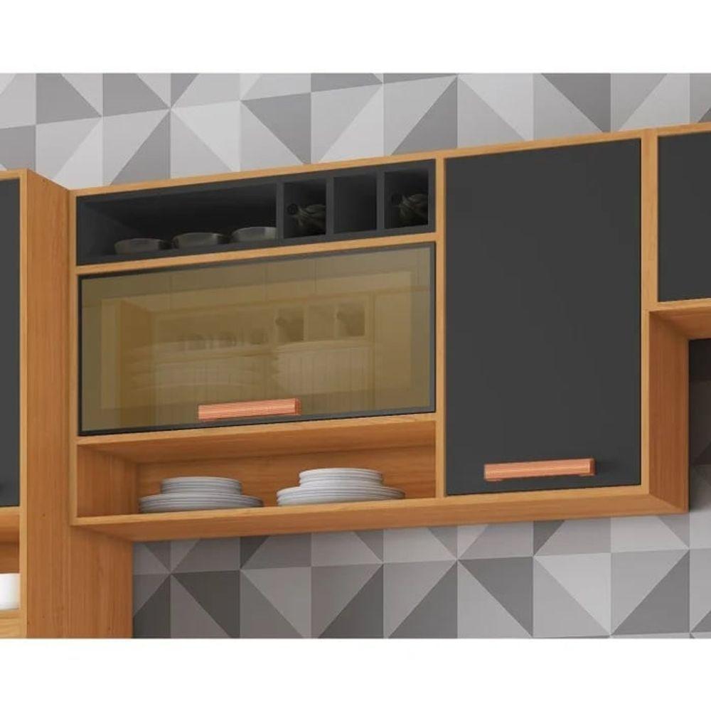 Armário Aéreo 2 Portas 120cm Vidro Reflecta Nicho Adega Nápoles - Itatiaia Cinamomo-grafite - 4