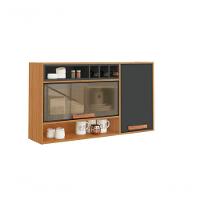 Armário Aéreo 2 Portas 120cm Vidro Reflecta Nicho Adega Nápoles - Itatiaia Cinamomo-grafite - 1