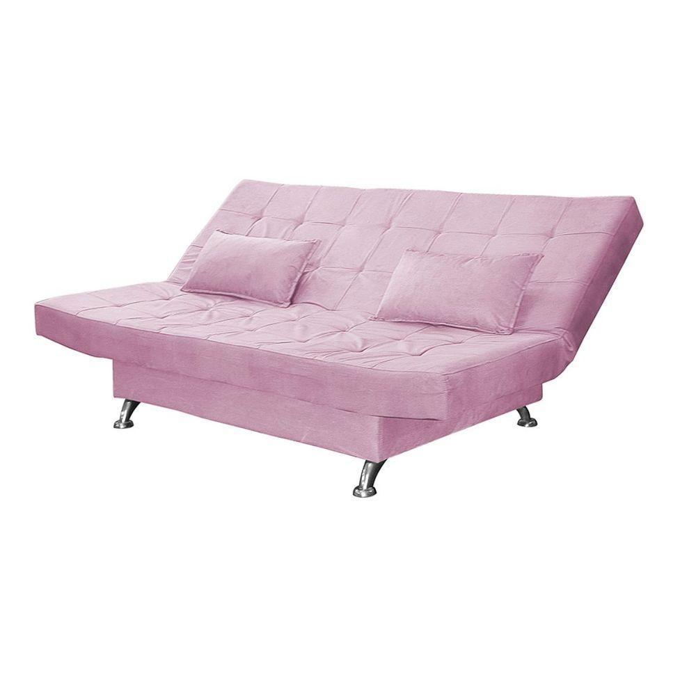 Sofá Cama Casal Com Almofadas 3 Lugares Bettina Suede Rosê - 8