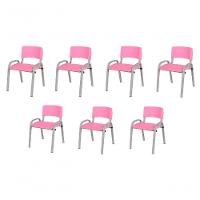 Kit 7 Cadeiras Infantil Iso, Escola, Base Cinza- Rosa - 1