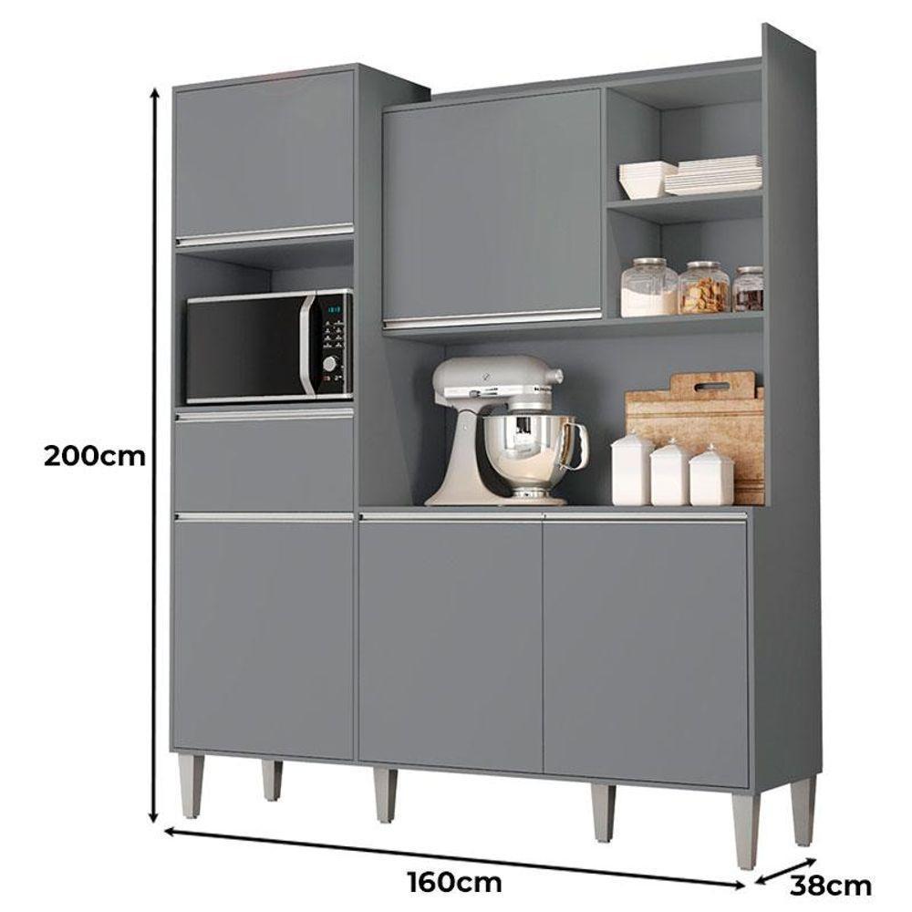 Armário Para Cozinha Kit Ambiente Isabel Cinza Fosco - Ajl - 2