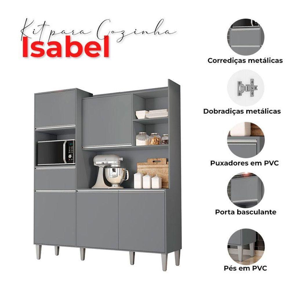 Armário Para Cozinha Kit Ambiente Isabel Cinza Fosco - Ajl - 4