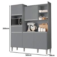 Armário Para Cozinha Kit Ambiente Isabel Cinza Fosco - Ajl - 2
